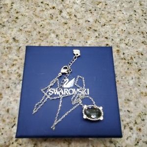 Swarovski black sparkle gem silver necklace